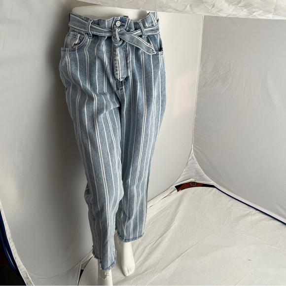 PacSun blue and white pinstripe high rise straight jeans - Picture 1 of 12